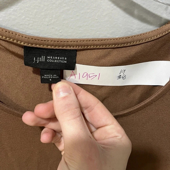 J Jill Wearever Colorblock Midi Dress Small Lycra Stretch Brown Black Lagenlook - Picture 3 of 7